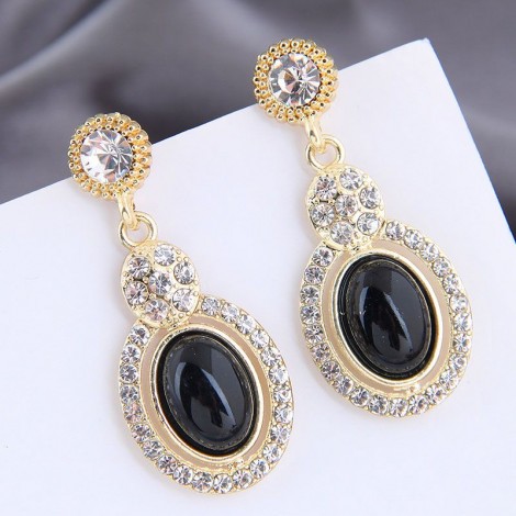 Korean Fashion Metal Simple Inlaid Womens Alloy Earrings Nhsc251978