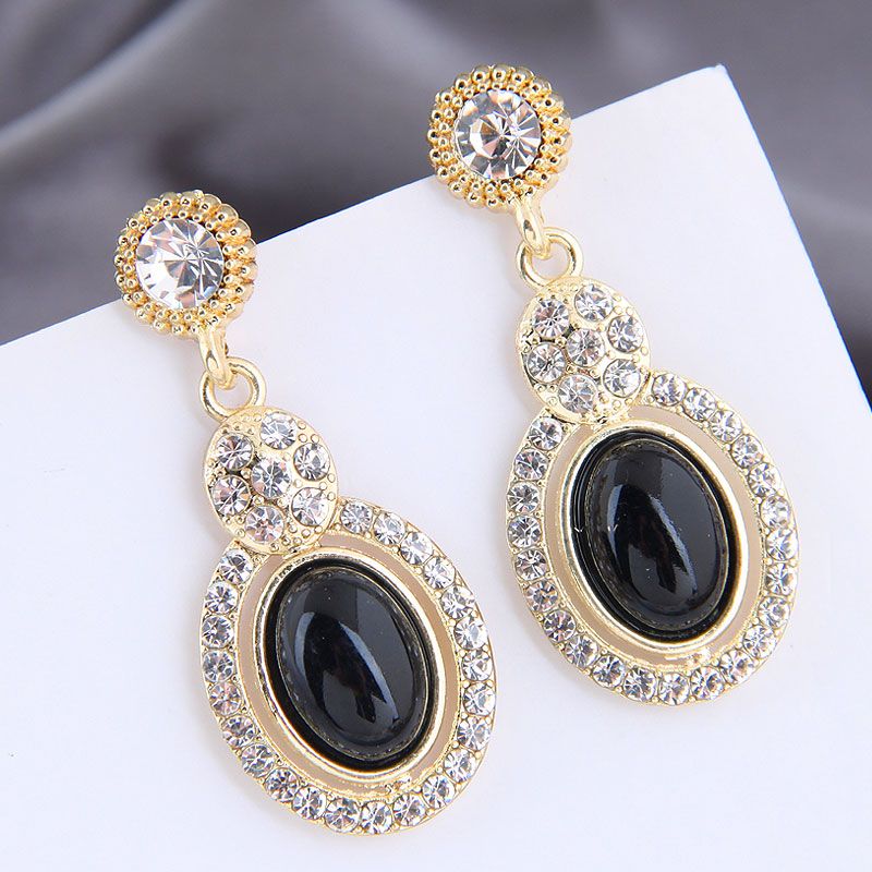 Korean Fashion Metal Simple Inlaid Womens Alloy Earrings Nhsc251978