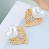 Korean Fashion Sweet And Versatile Pearl Loveshaped Alloy Earrings Nhsc251979