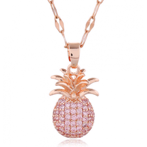 Korean Fashion Style Copper Microinlaid Zircon Pineapple Necklace Nhsc255224