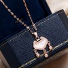 Korean Fashion Style Long Life Lock Copper Microinlaid Zircon Necklace  Nhsc255228