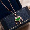 Korean Fashion Style Long Life Lock Copper Microinlaid Zircon Necklace  Nhsc255228