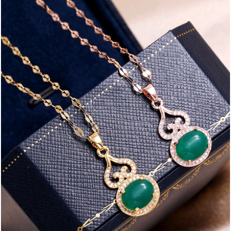 Korean Fashion Stylish Copper Microinlaid Zircon Gourd Bag Necklace Nhsc255231