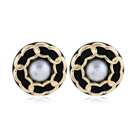 Fashion Metal Concise Chain Round Alloy Earrings Nhsc255232