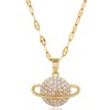 Fashion Copper Microinlaid Zircon Bright Saturn Personality Necklace Nhsc256407