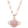 Fashion Copper Microinlaid Zircon Bright Saturn Personality Necklace Nhsc256407