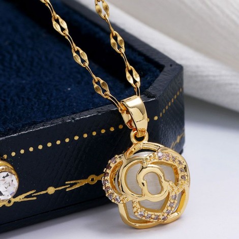Exquisite Korean Fashion Simple Sweet Rose Personalized Necklace Nhsc256448