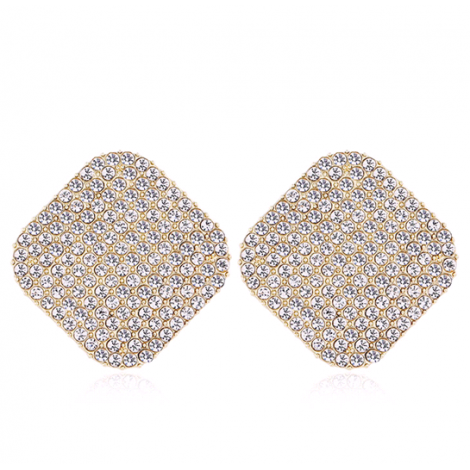 Fashion Metal Flash Diamond Square Earrings Wholesale  Nhsc256883