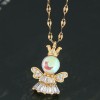 Korean Fashion   Simple Inlaid Zirconium Angel Personality Necklace Nhsc258361