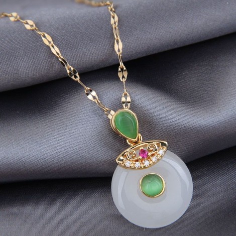 Korean Fashion  Simple Jade  Necklace Nhsc258362