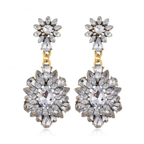 Fashion Metal Bright Gemstone Exaggerated Earrings Nhsc258919