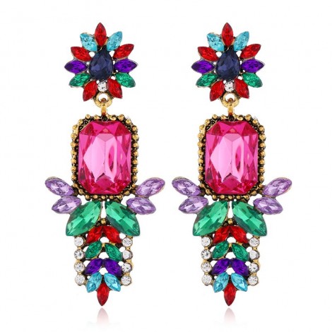 Fashion Metal Bright Gemstone Concise  Exaggerated  Earrings Nhsc258925