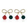 Korean Fashion Sweet Ol Bow Knot Flash Diamond Stud Earrings Nhsc260319