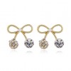 Korean Fashion Sweet Ol Bow Knot Flash Diamond Stud Earrings Nhsc260319
