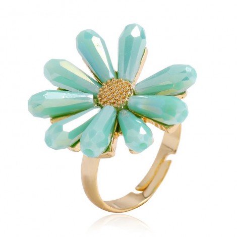 Korean Fashion Sweet Ol Daisy Flower Crystal  Open Ring Nhsc260322