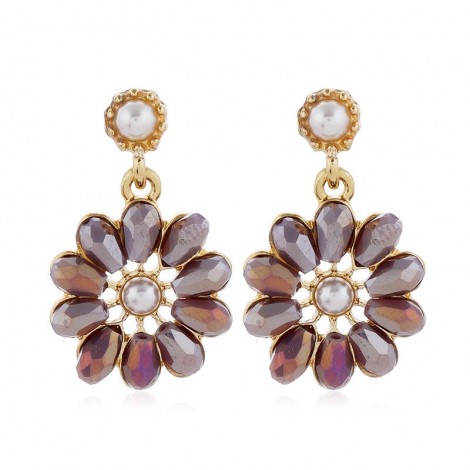 Korean Fashion Sweet Ol Daisy Flower Crystal Earrings Nhsc260323