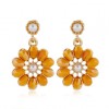 Korean Fashion Sweet Ol Daisy Flower Crystal Earrings Nhsc260323