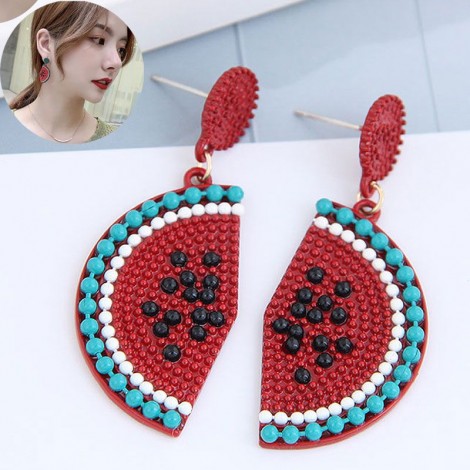 925 Silver Needle Korean Fashion Sweet Concise Fruit Watermelon Personality Earrings Nhsc260328