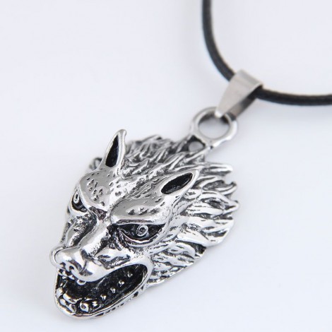 Fashion Retro Domineering Wolf Howling Exaggerated Necklace Nhsc262935