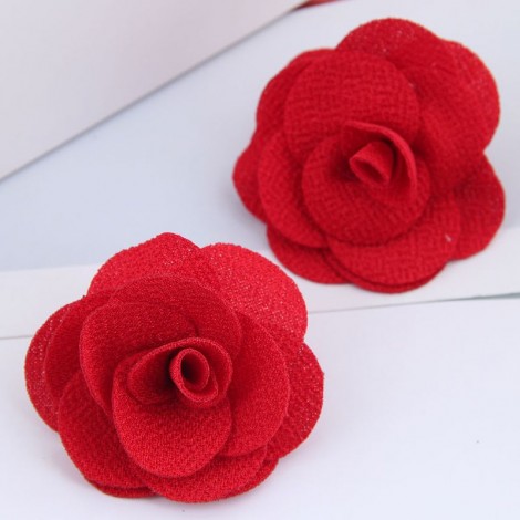New Fashion Pastoral Simple Fabric Rose Alloy Earrings For Women Nhsc264003