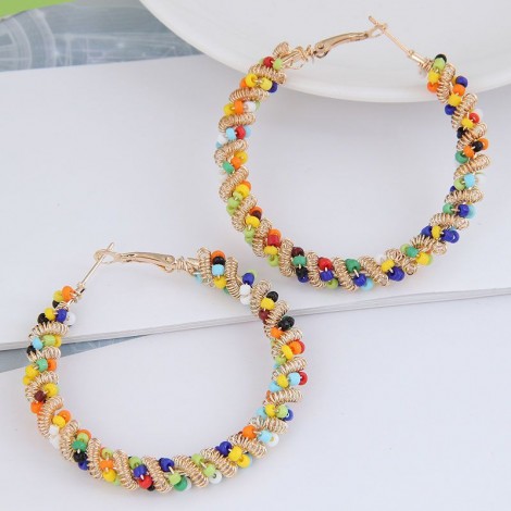 Fashion Metal Rice Beads Mix And Match Weaving Alloy Ear Buckle Ear Ring Nhsc264006