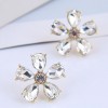 Korean Fashion Concise Luxurious Gemstone Flower Alloy Earrings Nhsc264007