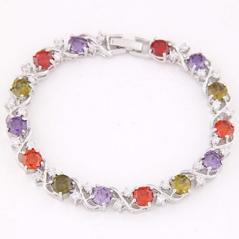 Copperplated Real Gold Graceful Sparkling Zircon  Bracelet Nhsc264712