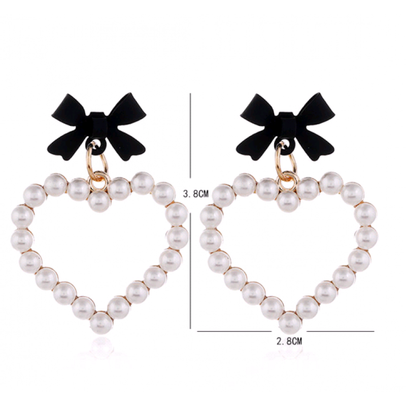New Fashion Metal Simple Bow Love Pearl Earrings For Women Hotselling Nhsc266756