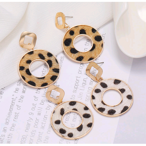 Fashion New Concise Circle Leopard Print Stud Earrings For Women Hotselling Nhsc266758