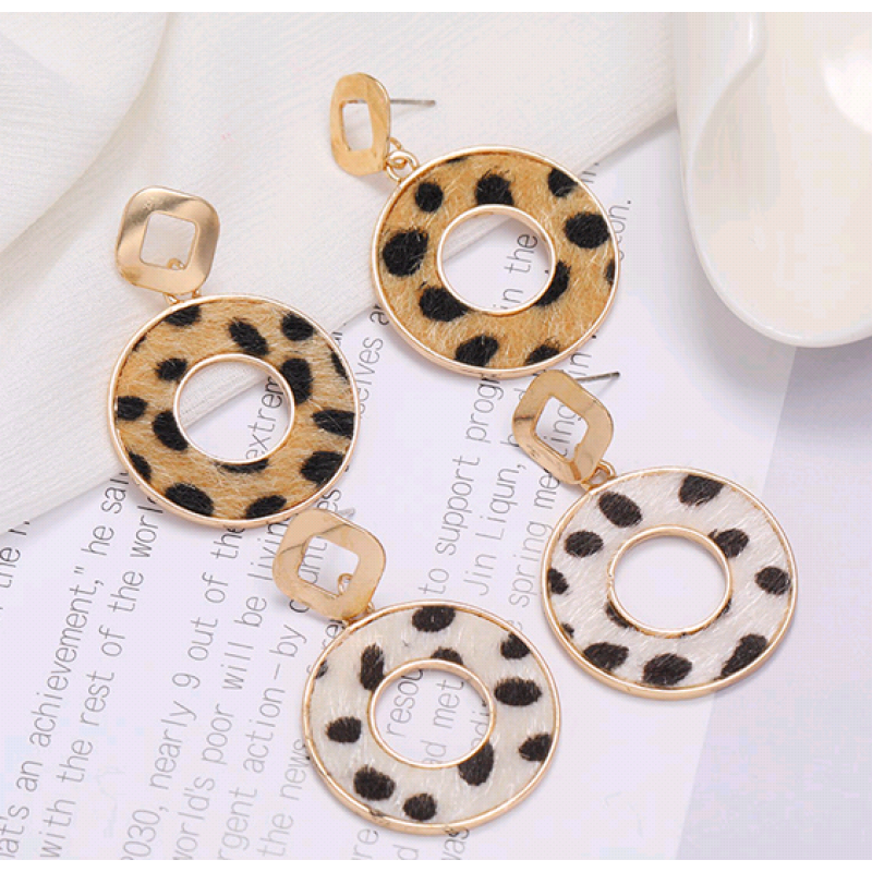 Fashion New Concise Circle Leopard Print Stud Earrings For Women Hotselling Nhsc266758