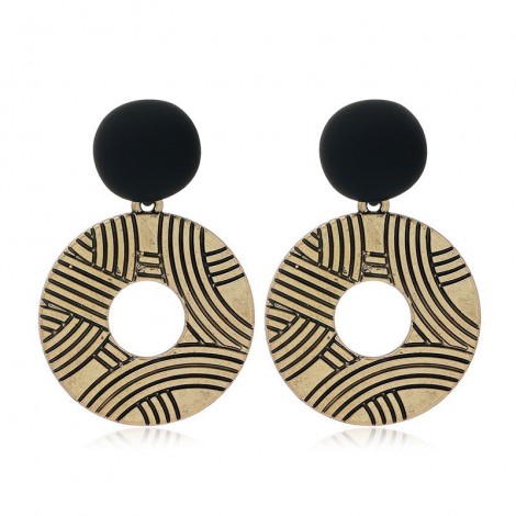 New Fashion Metal Geometric Round Exaggerated Alloy Earrings Nhsc266764