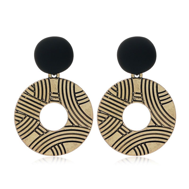 New Fashion Metal Geometric Round Exaggerated Alloy Earrings Nhsc266764
