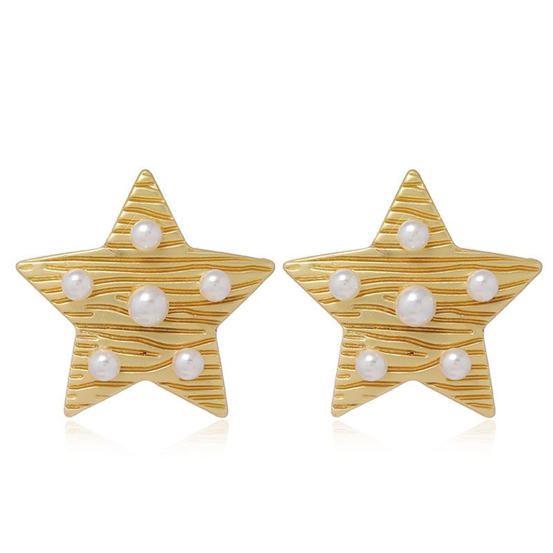 Fashion Metal Simple Retro Fivepointed Star Earrings Nhsc272471