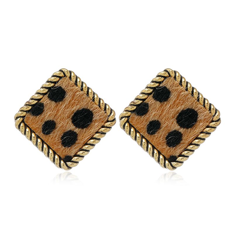 Fashion Metal Retro Round Leopard Print Earrings Nhsc272472