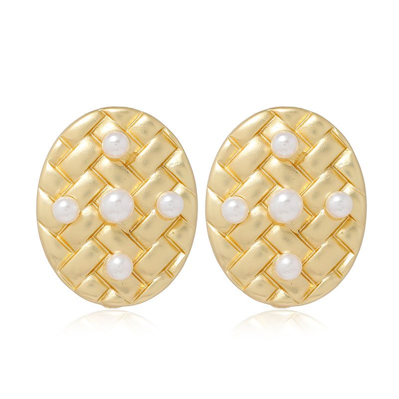 Fashion Metal Simple Retro Oval Shape Earrings Nhsc272473