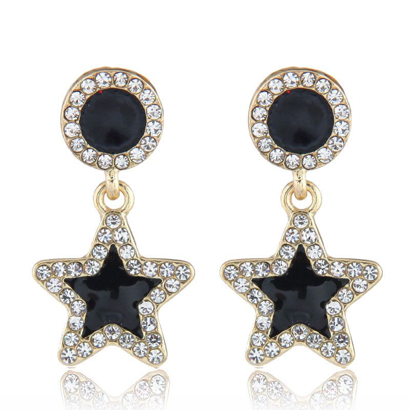 Fashion Metal Flashing Diamond Fivepointed Star Earrings Nhsc272478