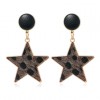 Fashion Metal Fivepointed Star Leopard Pattern Earrings Nhsc272480