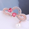 Korean Fashion Sweet Flashing Diamond Bow  Brooch Nhsc274484