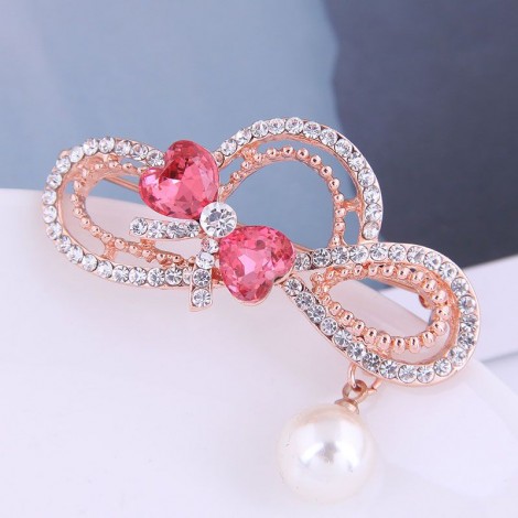 Korean Fashion Sweet Flashing Diamond Bow  Brooch Nhsc274484