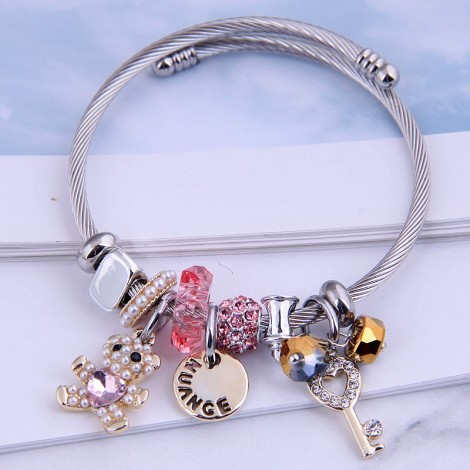 Fashion Metal Bear Disc Bracelet Nhsc287395