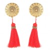 Fashion Metal Large Disc Tassel Earrings Nhsc289376