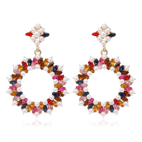 Fashion Simple   Pearl  Gemstone Earrings Nhsc289511