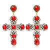Fashion Concise Cross Gemstone Earrings Nhsc289515