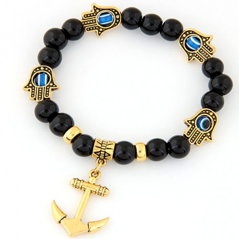 Metal Anchor Pendant Beaded Bracelet Nhsc291800