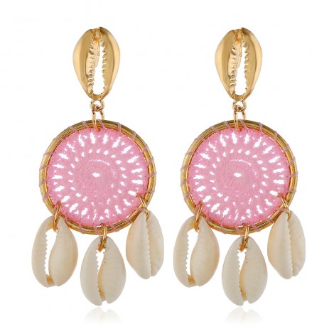 Fashion Metal Wild Concise Woven Conch Drops Earrings  Nhsc292178