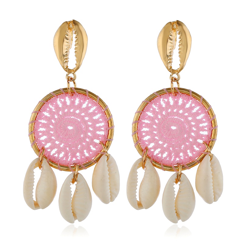 Fashion Metal Wild Concise Woven Conch Drops Earrings  Nhsc292178