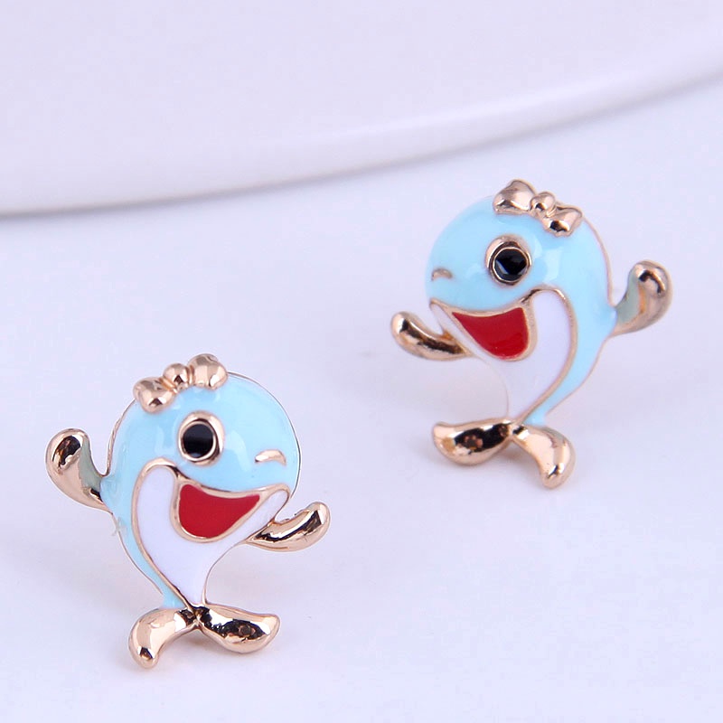 Korean Fashion Sweet Ol Cute Dolphin Personality Earrings Nhsc292182
