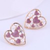 Korean Fashion Sweet Ol Flower Hit Color Flashing Diamond Love  Earrings Nhsc292183
