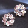 Korean Fashion Sweet Flash Diamond Flower  Stud Earrings Nhsc292189