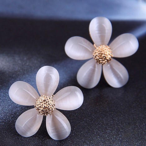 Korean Fashion Sweet Ol Opal Flower  Earrings Nhsc292190